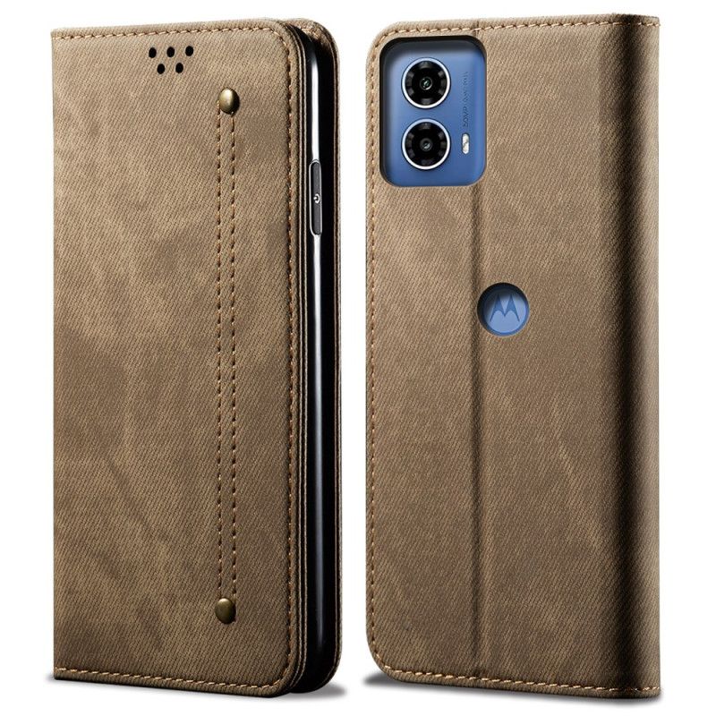 Kožené Pouzdro Folio Motorola Edge 50 Fusion Džínová Tkanina