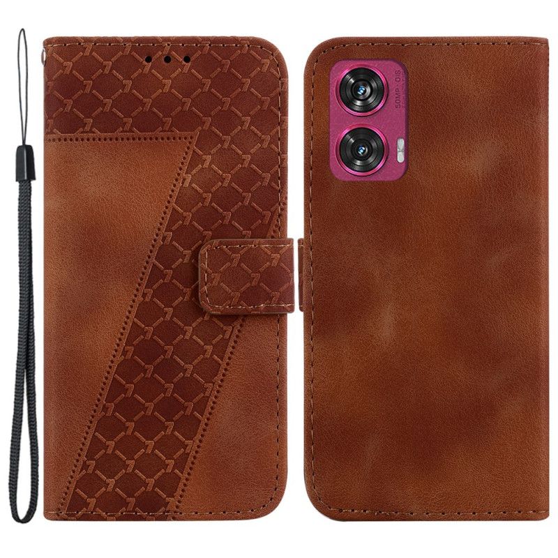 Kožený Kryt Motorola Edge 50 Fusion Design 7 S Popruhem