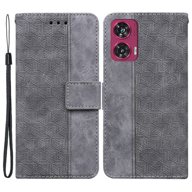 Kožený Kryt Motorola Edge 50 Fusion Páskový Tkaný Vzor