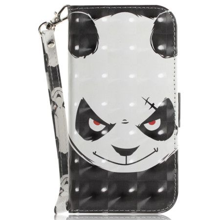 Kožený Kryt Motorola Edge 50 Fusion Rozzlobená Panda S Popruhem