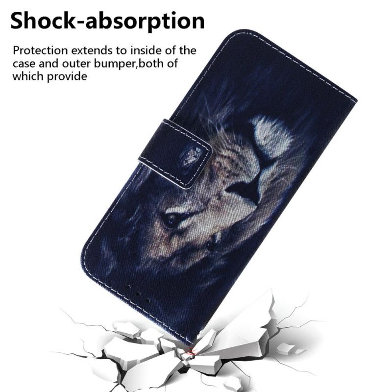 Kožený Kryt Motorola Edge 50 Fusion Snící Lev