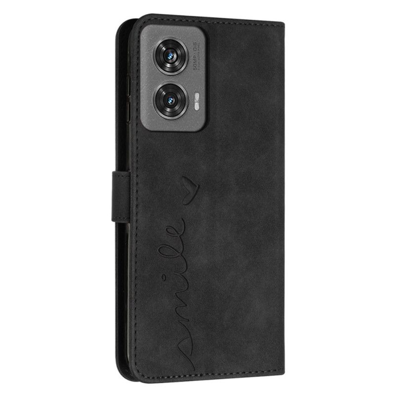 Kožený Kryt Motorola Edge 50 Fusion Úsměv Na Lanyard