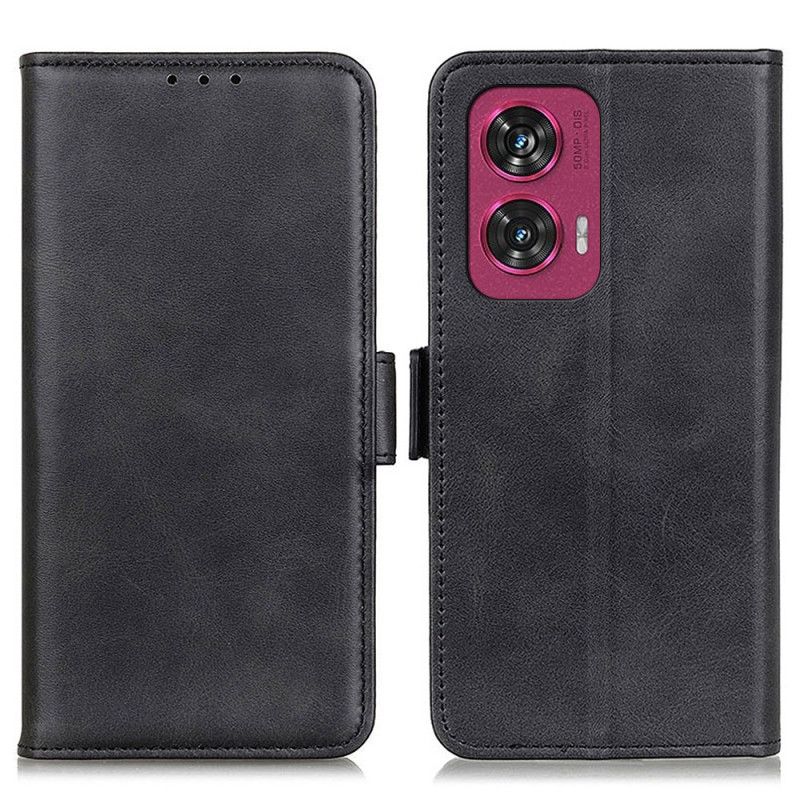 Kožený Kryt Na Motorola Edge 50 Fusion Dvojitá Magnetická Spona