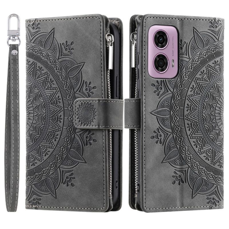 Kožený Kryt Na Motorola Edge 50 Fusion Peněženka Mandala Flower Suede Effect