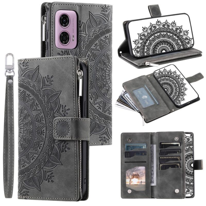 Kožený Kryt Na Motorola Edge 50 Fusion Peněženka Mandala Flower Suede Effect