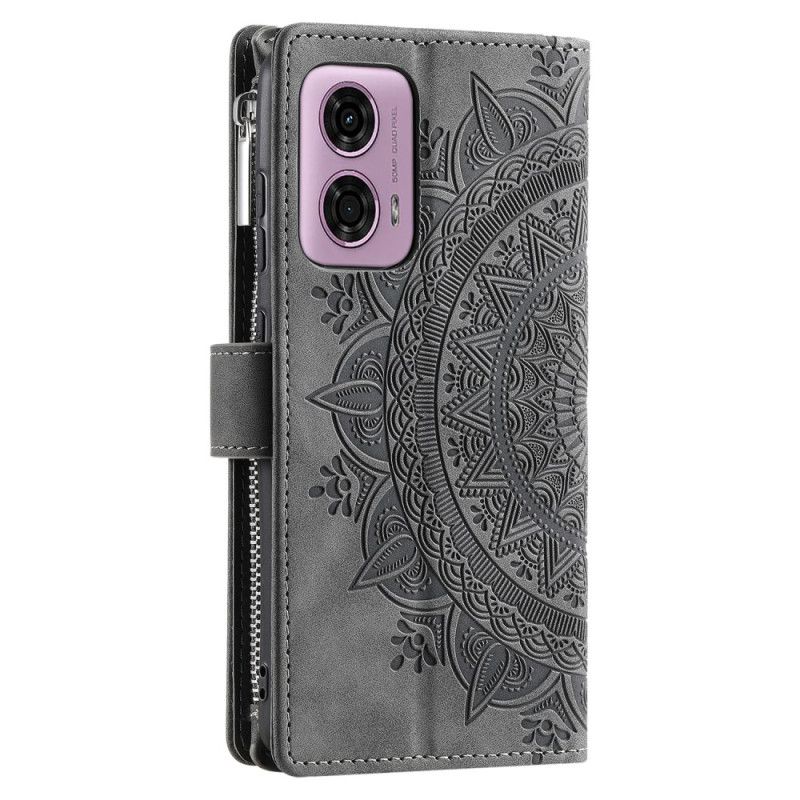Kožený Kryt Na Motorola Edge 50 Fusion Peněženka Mandala Flower Suede Effect