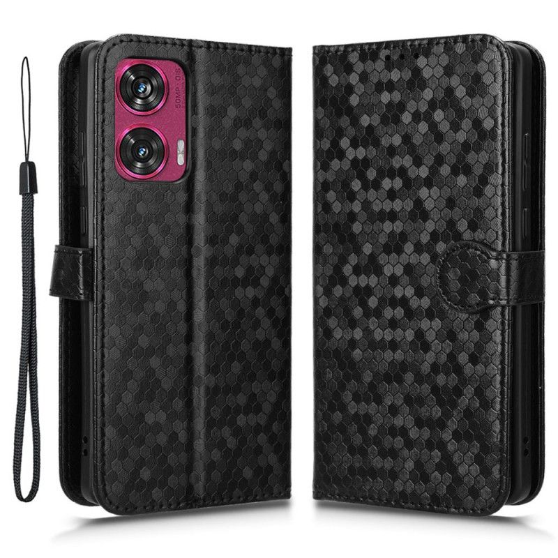 Peněženková Pouzdra Motorola Edge 50 Fusion Brilantní Steh S Popruhem