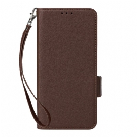 Peněženková Pouzdra Motorola Edge 50 Fusion Textura Litchi S Popruhem