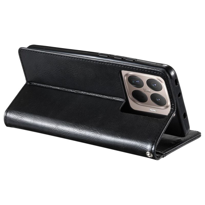 Kožený Kryt Na Xiaomi 15t Pro 6 Slotů Na Karty A Šňůrka Na Krk