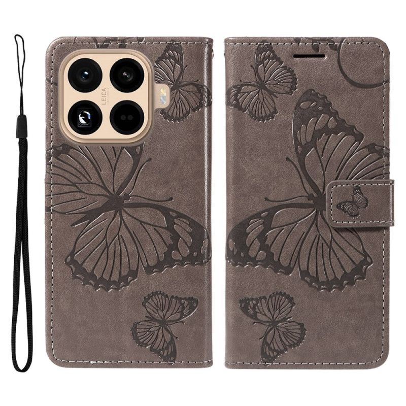 Kožený Kryt Na Xiaomi 15t Pro Obří Motýli