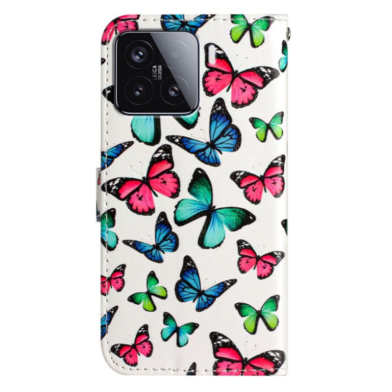 Kožený Kryt Xiaomi 15t Pro Barevní Motýli