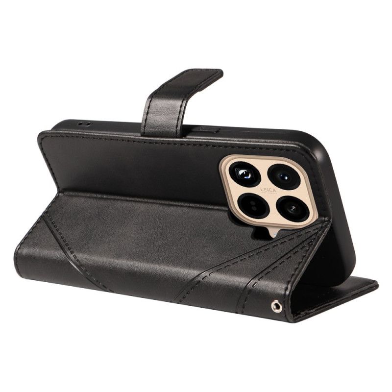 Kožený Kryt Xiaomi 15t Pro Dvoubarevný Geometrický Vzor