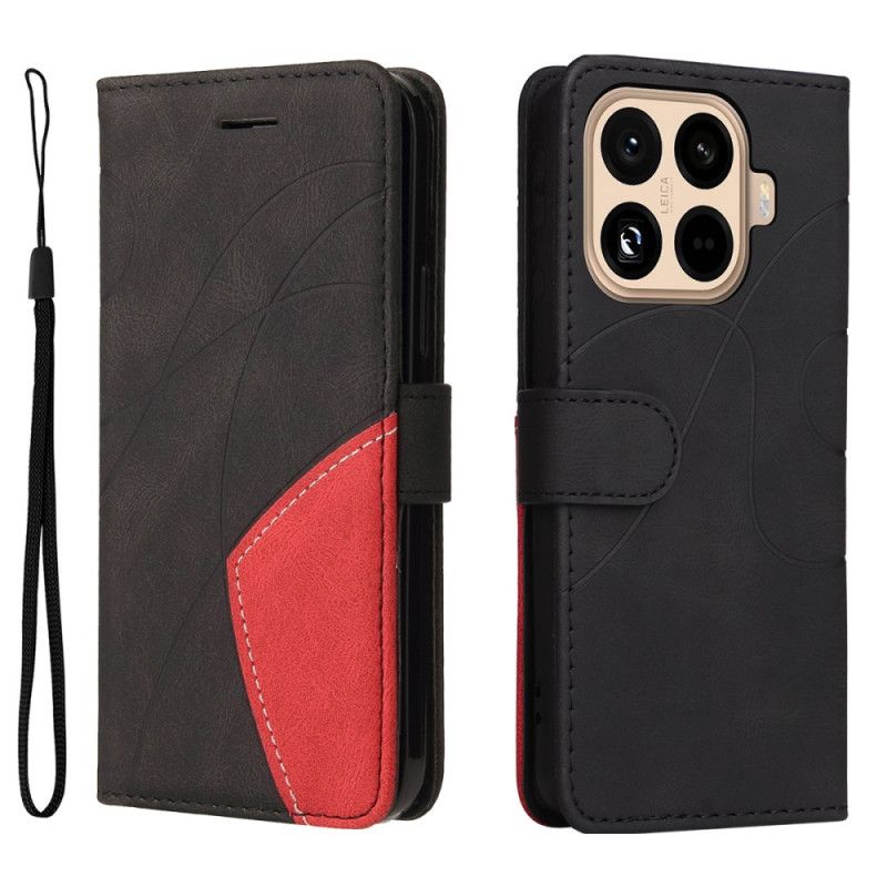 Kožený Kryt Xiaomi 15t Pro Dvoubarevný Vlnitý Vzor