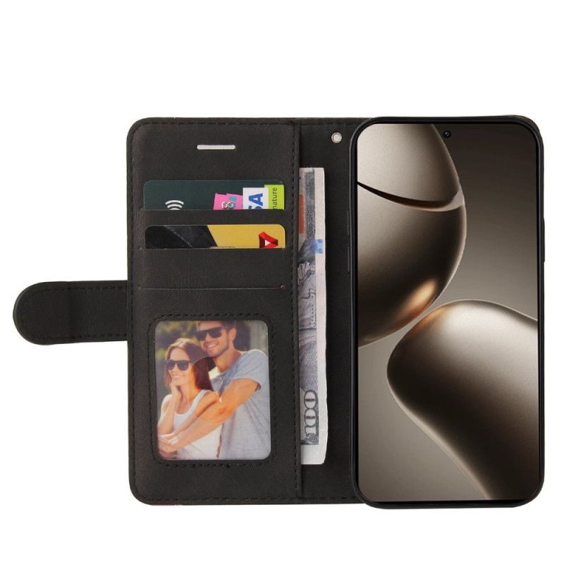 Kožený Kryt Xiaomi 15t Pro Dvoubarevný Vlnitý Vzor