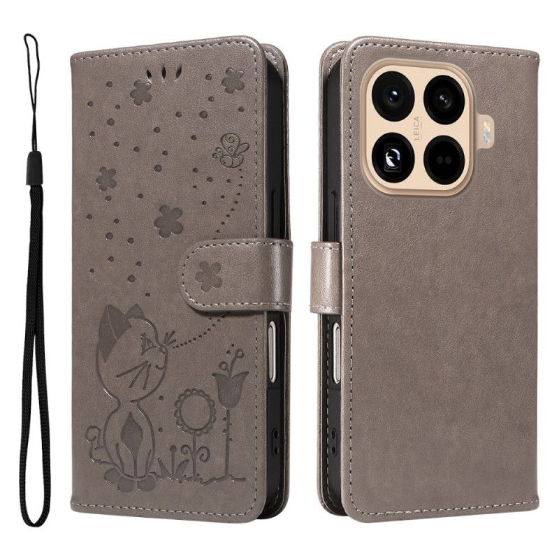 Kožený Kryt Xiaomi 15t Pro Kočka A Včela