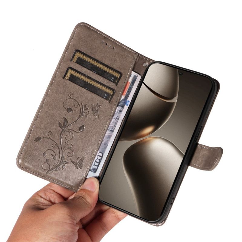 Kožený Kryt Xiaomi 15t Pro Květinový Vzor