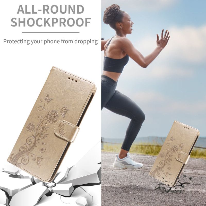 Kožený Kryt Xiaomi 15t Pro Květinový Vzor