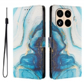 Kožený Kryt Xiaomi 15t Pro Modrý Mramor