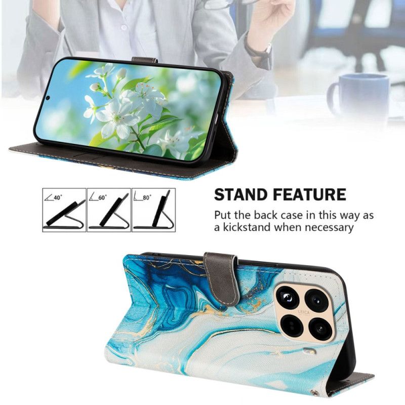 Kožený Kryt Xiaomi 15t Pro Modrý Mramor