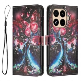 Kožený Kryt Xiaomi 15t Pro Motýlí Strom