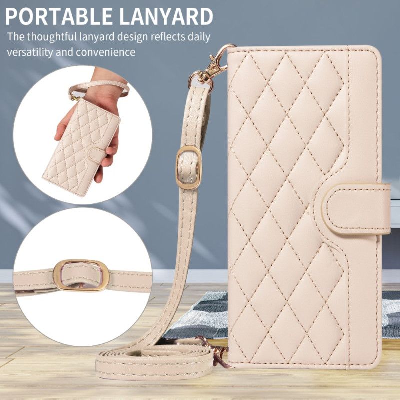 Kožený Kryt Xiaomi 15t Pro Prošívaná S Popruhem A Poutkem Na Rameno