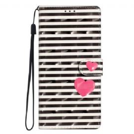 Kožený Kryt Xiaomi 15t Pro Pruhy A Srdce