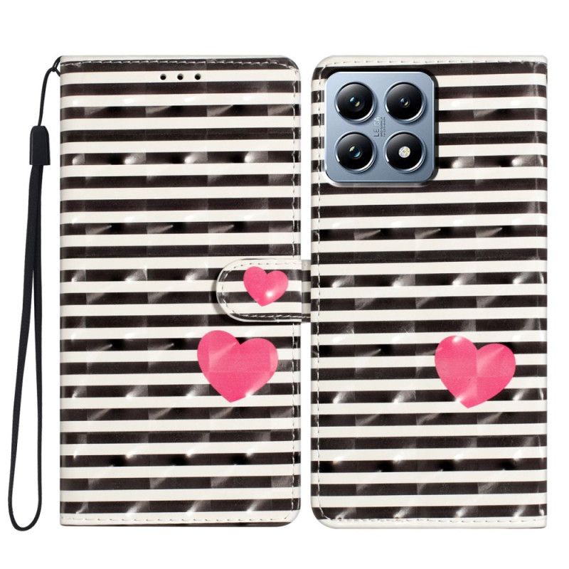 Kožený Kryt Xiaomi 15t Pro Pruhy A Srdce