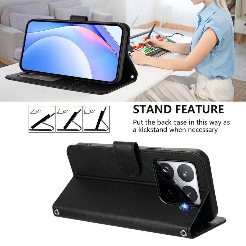 Kožený Kryt Xiaomi 15t Pro Rfid Ochrana Kožený Efekt