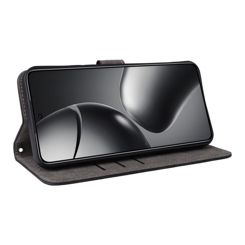 Kožený Kryt Xiaomi 15t Pro Rfid Peněženka Se Semišovým Efektem