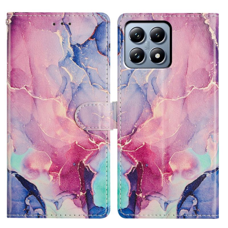 Kožený Kryt Xiaomi 15t Pro Růžovo-zelený Mramor