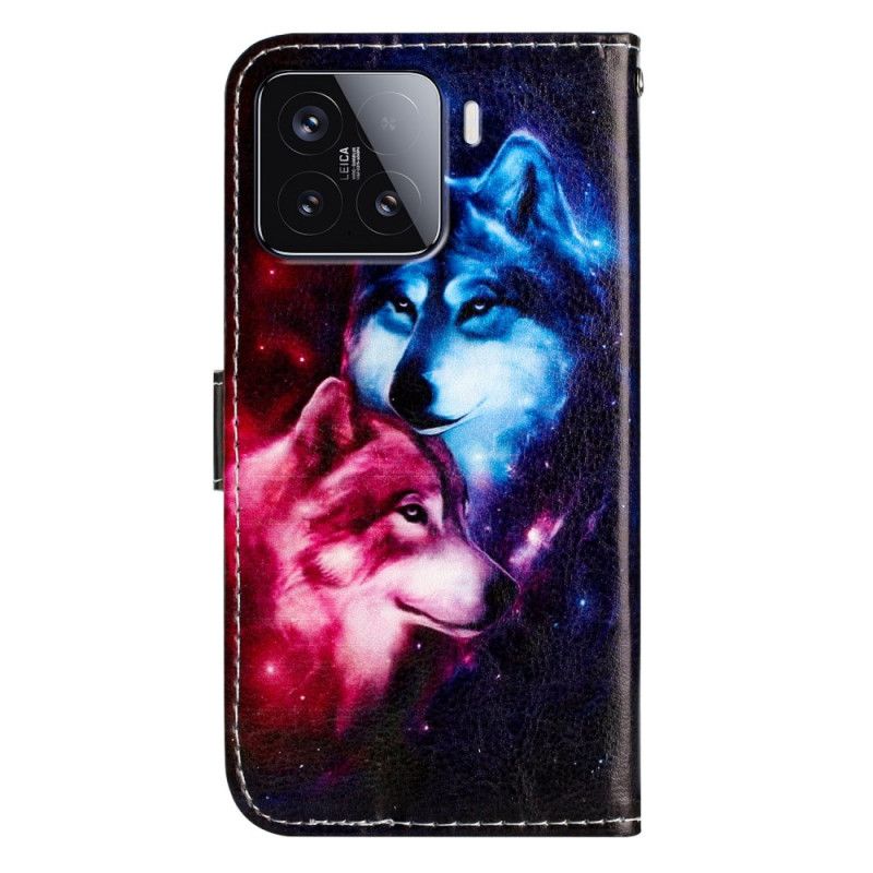 Kožený Kryt Xiaomi 15t Pro Se Dvěma Vlky