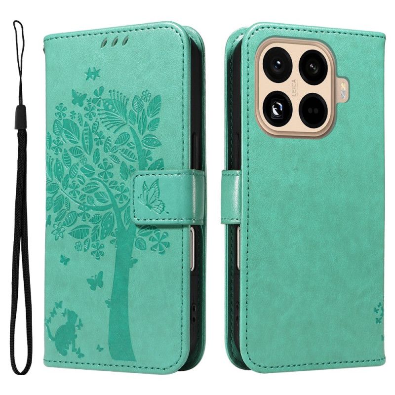 Kožený Kryt Xiaomi 15t Pro Strom A Kočka