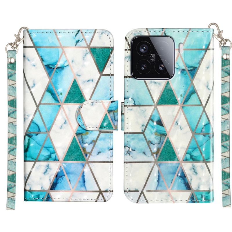 Kožený Kryt Xiaomi 15t Pro Zelený Mramor S Páskem