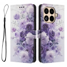 Peněženková Pouzdra Xiaomi 15t Pro Kryty Na Mobil Fialové Růže