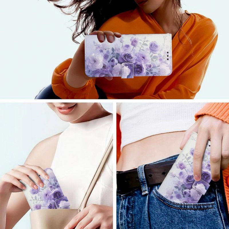 Peněženková Pouzdra Xiaomi 15t Pro Kryty Na Mobil Fialové Růže