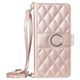 Peněženková Pouzdra Xiaomi 15t Pro Kryty Na Mobil Prošívané S Popruhy