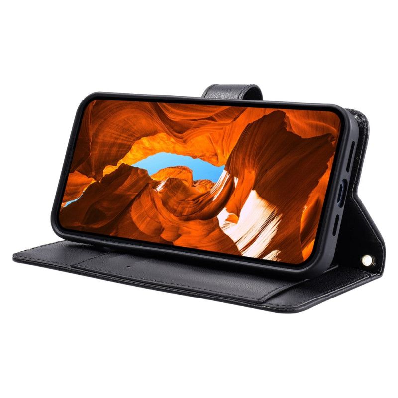 Peněženková Pouzdra Xiaomi 15t Pro Kryty Na Mobil Prošívané S Popruhy