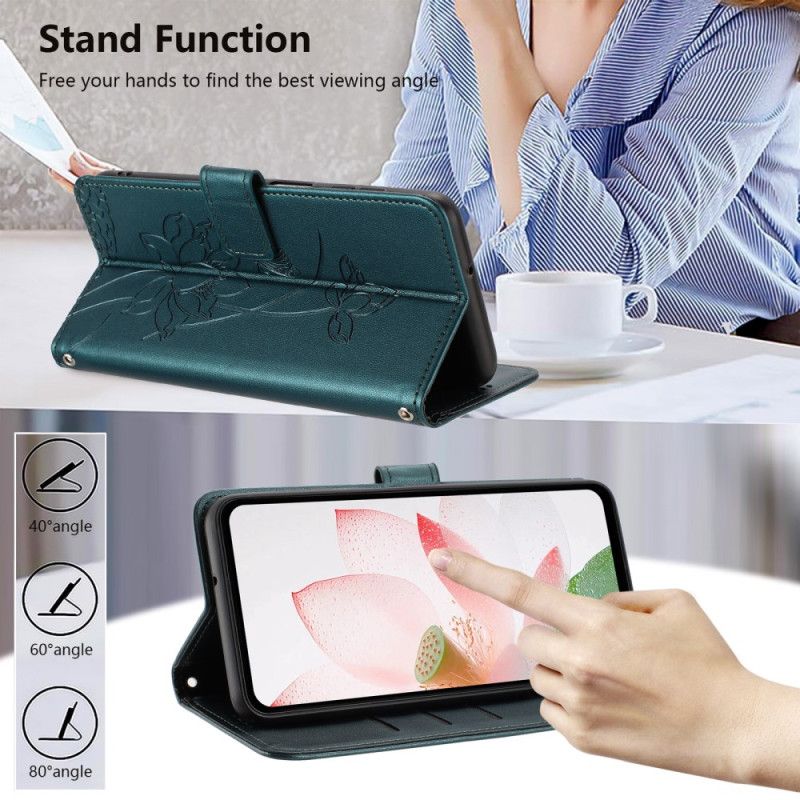 Peněženková Pouzdra Xiaomi 15t Pro Květinový Potisk S Popruhem