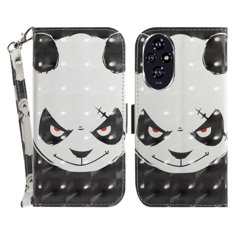 Kožený Kryt Na Honor 200 Rozzlobená Panda S Popruhem