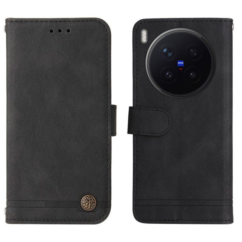 Kožené Pouzdro Folio Vivo X300 Pro Semišový Efekt S Nýtem