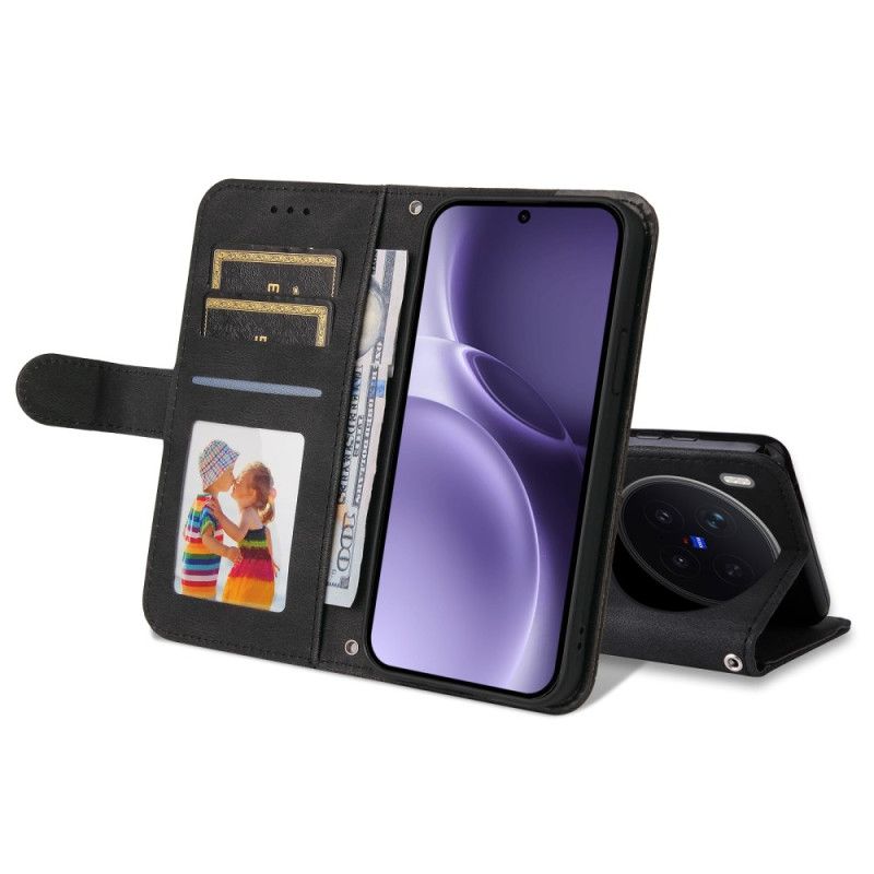 Kožené Pouzdro Folio Vivo X300 Pro Semišový Efekt S Nýtem