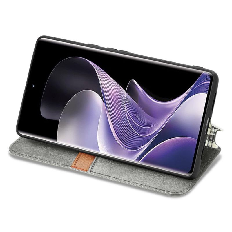 Kožené Pouzdro Vivo V40 5g Kryty Na Mobil Kosočtvercový Vzor Semišový Efekt