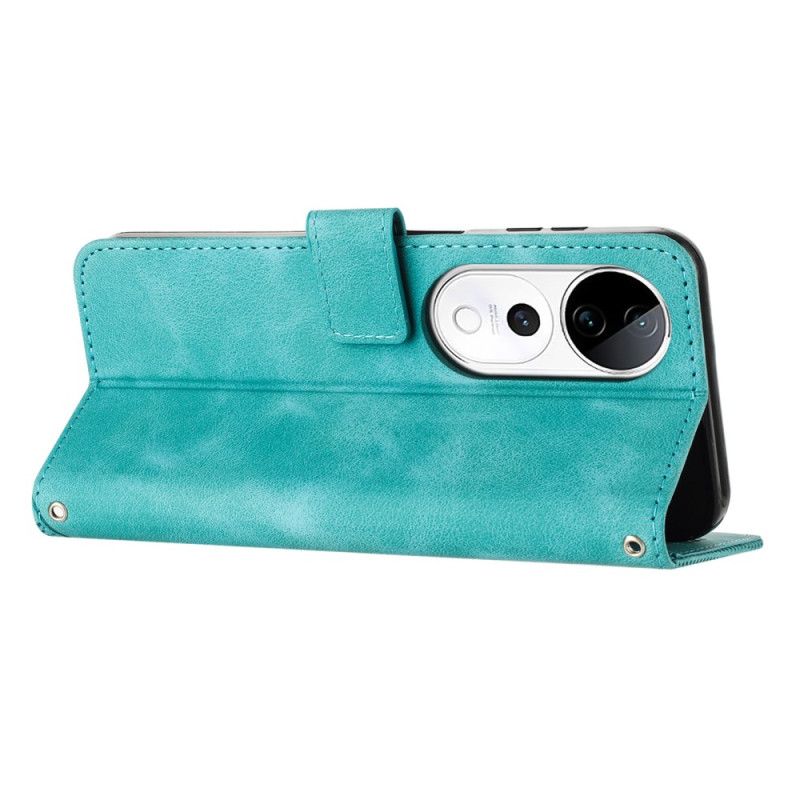 Kožený Kryt Na Vivo V40 5g Řemínek S Trojúhelníkovým Vzorem