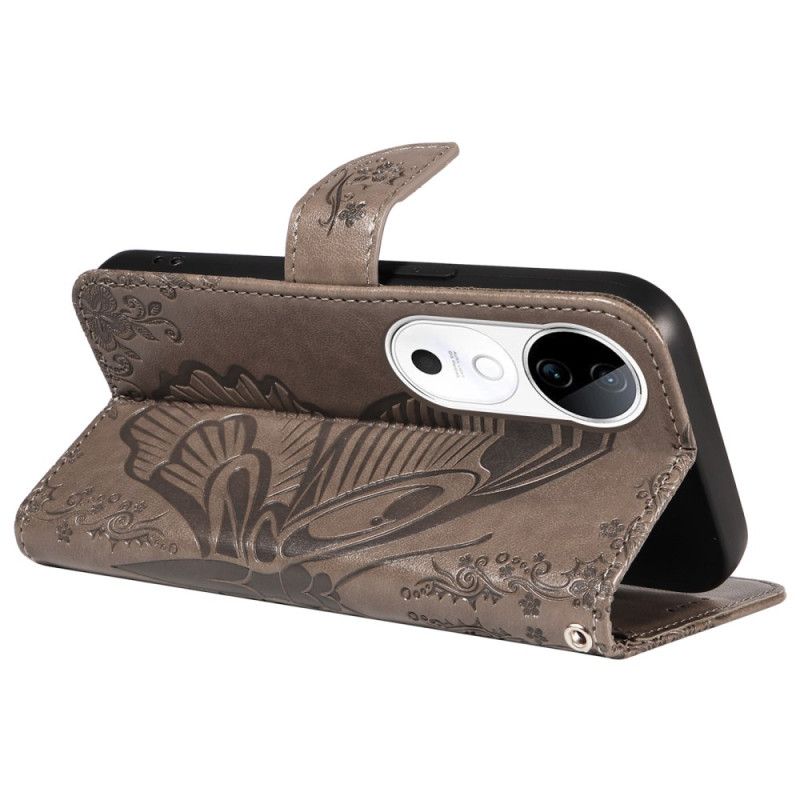 Kožený Kryt Vivo V40 5g Grafický Motýl