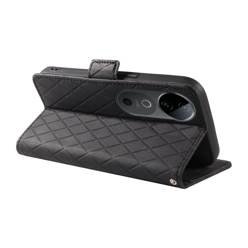 Kožený Kryt Vivo V40 5g Kosočtvercový Vzor
