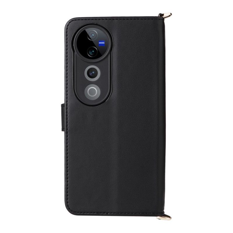 Kožený Kryt Vivo V40 5g Prošívané S Popruhem A Ramenním Popruhem