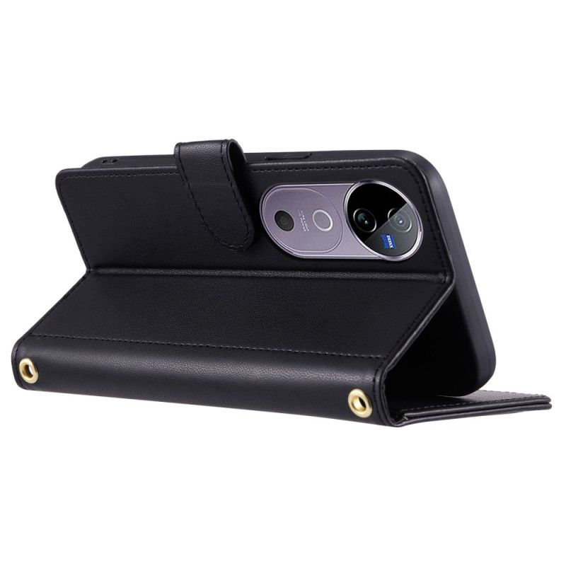 Kožený Kryt Vivo V40 5g Prošívané S Popruhy