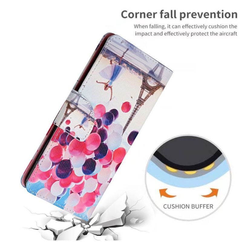 Flipové Pouzdro Na iPhone 13 Dívka S Balónem Z Eiffelovy Věže