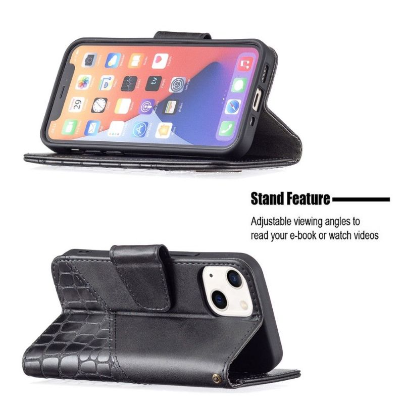 Flipové Pouzdro Na iPhone 13 Kožený Efekt Croc Look
