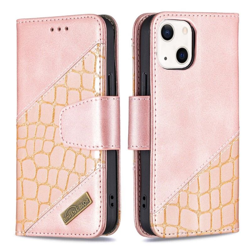 Flipové Pouzdro Na iPhone 13 Kožený Efekt Croc Look